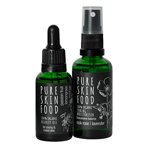 Bio-Pflegeset für unreine Haut & Mischhaut von PURE SKIN FOOD | gegen Hautunreinheiten & -irritationen | für ein ebenmäßiges Hautbild | 100% bio-zertifizierte Inhaltsstoffe & vegan Cover