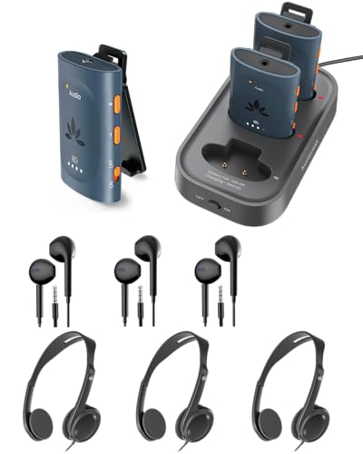Venucast AuraClip & HF11 (Pack de 3) Bundle – Récepteur Auracast pour écoute assistée dans Les églises, théâtres et lieux publics, transforme Les Casques 3,5 mm en appareils Auracast, Batterie 16 h