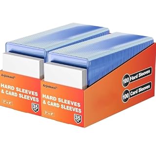 Card Sleeves Hard Plastic, Arjiekwei 3"X 4" Trading Card Holder, 35PT | Baseball Cards Protectors for Sports Football Game Cards (200 Hard Sleeves + 200 Soft Sleeves)