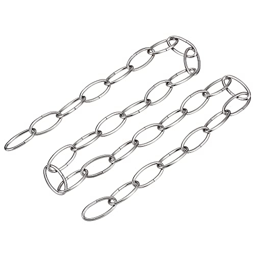 Image of MECCANIXITY Pendant Light Fixture Chain, 3.2mm Thick 1m Long Chandelier Hanging Links, Iron Electroplated, Nickle Color, Pack of 2