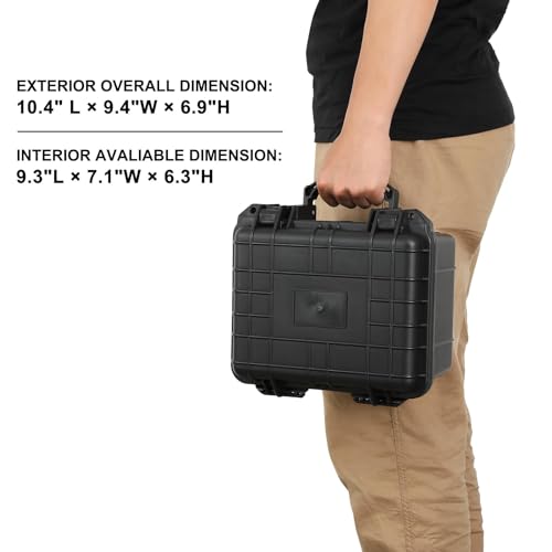 Mayouko Portable Tool Box with Shock- Proof Sponge, Water Proof Grade IP67, Waterproof Hard Case with Foam Insert, Explosion Proof Box,Waterproof Hard Case,9.3"Lx 8"Wx 4.4"H