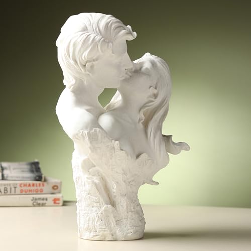 Image of ARMONIA Romantic Couple Sculpture, White Marble Finish, Premium Glitter Design,| Showpiece Figurine Idol for Home Decor Gift,New Year Gift,Christmas Decoration & Housewarming