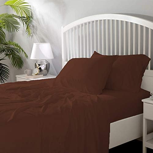 Image of YRM Bedding's - Egyptian Cotton Bedsheet 400-TC Premium Hotel Quality 1 Bedsheet (72x96) + 2 Pillow Covers (18x28) - (Twin Size, Chocolaty Brown Color)