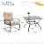 PHI VILLA 5 Piece Patio Dining Set, 4 pcs C-Spring Motion Chairs with Padded Relaxing Cushion & 1 Sqaure 37"x 37" Outdoor Metal Dining Table with 1.57" Umbrella Hole, Beige Cushion