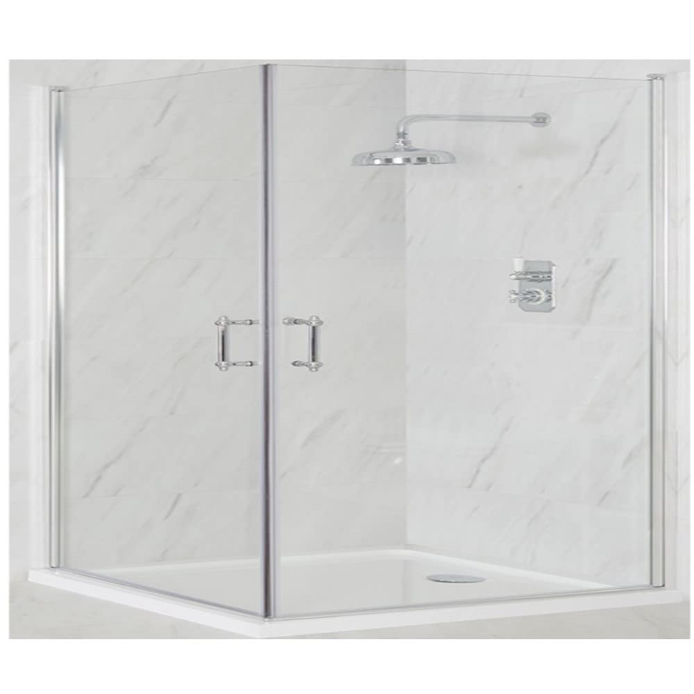 Milano Langley Chrome Corner Double Hinged Door Shower Enclosure White Tray - 1000mm x 760mm