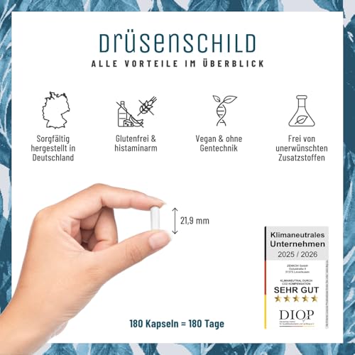 NATURTREU® Jod Selen Komplex Kapseln - 150µg Jod aus Braunalgen (Kelp Extrakt) mit Selen und Thymian...