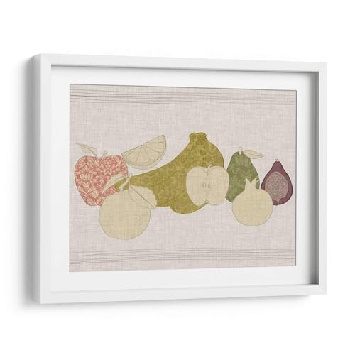 Canvas Lab | Contour Fruits and Veggies I by Vision Studio | 15 x 11 in | Fine Art Framed Print, Frame Color: White, With Mat | Food, Kitchen | Wall Decor for Bedroom, Living Room or Office