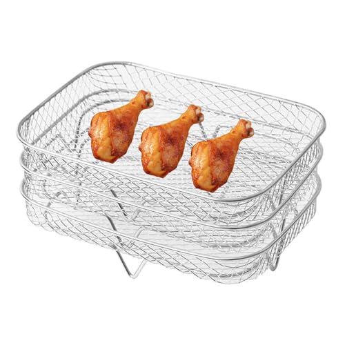 Support friteuse à air rectangulaire 3 pièces empilables acier inoxydable 13.5x19.5cm