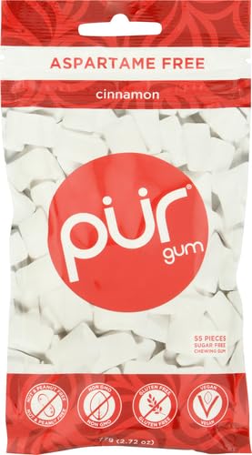 Image of PUR Gum | Aspartame Free Chewing Gum | 100% Xylitol | Natural Cinnamon Flavored Gum, 55 Pieces (Pack of 2)