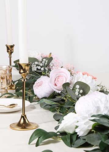 Peonies Artificial Flowers Fake Roses Artificial For Decoration Combo Hydrangea Silk Flowers Heads Babys Breath With Eucalyptus Leaves For Diy Wedding Bouquets Baby Shower Centerpieces Decorations #TOP6