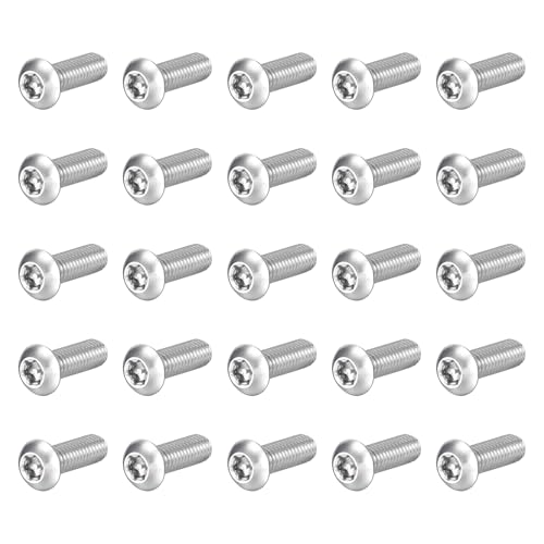 uxcell 25Pcs Torx Security Machine Screws, 3/8-16 x 1 304 Stainless Steel Tamper Resistant Button Head Screws Bolt Full Thread for Anti-Theft Tamper Proof, Silver Tone