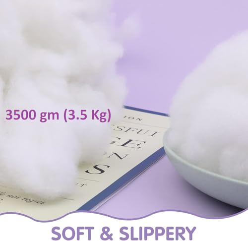Image of Soft 3.5 Kg Fiber, Racron Polyester Synthetic Cotton Filling for Cushion, Pillow, Teddy Bear, Toy Stuffing (3.5 Kg, Pure Virgin Fiber, White) (Vacuum Packed)