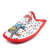  Zapatilla Mujer de Andar por casa BiORELAX, Tejido Grenoble Estampado niña Color Rojo - 4557 (38 EU, Rojo)