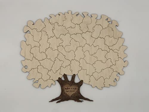 Havoly Personalized Wooden Tree Puzzle Wedding Guest Book Alternative | Custom Engraved Sign In Book Great For Anniversaries, Birthdays, Quinceaneras, Bar/Bat Mitsvahs, Family Reunions, & All Events #TOP7