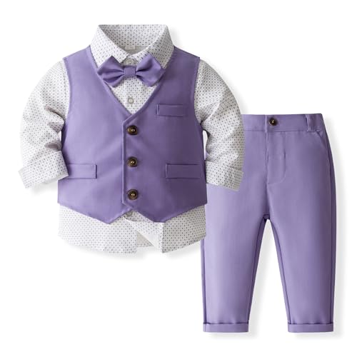 Image of Baby Boys' 4-Piece Tuxedo Set with Dress Shirt, Vest, Pants, and Tie
