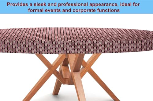 Image of The Furnishing Tree Round Elastic Fitted Dining Table Cover WxL 36x36 Inches Basketweave Pattern Multicolor