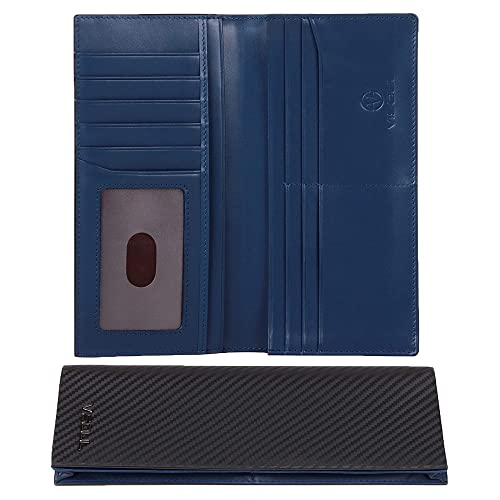 VISOUL Echtleder Geldbörse | echtes Vintage Leder - XXL Langes Portemonnaie - Kreditkartenetui |Herren Geldbeutel - RFID Schutz Portemonnaie Brieftasche Wallet Portmonee (Schwarz+833 Blau) Cover