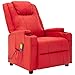 vidaXL Fauteuil de Massage Inclinable TV Fauteuil de Relaxation Electrique Salon Salle de Séjour Maison Intérieur Inclinaison Chauffage Rouge Similicuir