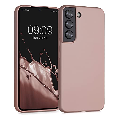 kwmobile Case kompatibel mit Samsung Galaxy S22 Hülle - Schutzhülle aus Silikon metallisch schimmernd - Handyhülle Metallic Rosegold