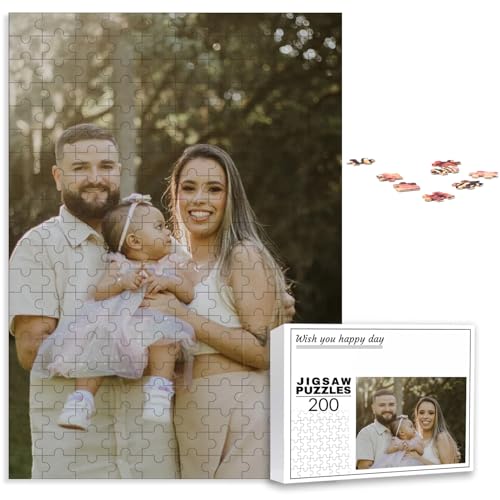 PSUNEY Puzzle Personnalisé Cadre Photo 35/70/120/200/300/500/1000/1500/2000/3000 Pièces Personnalisez Votre Image Cadeaux pour Adultes Famille Enfants Amis...