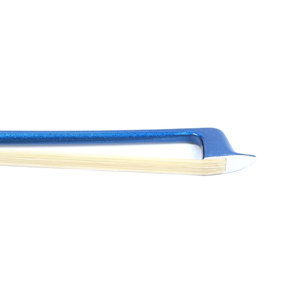 Yinfente Archetto per violino 4/4 in fibra di carbonio naturale bianco mongolo, rana in ebano con bel intarsio, testa di arco con diamante, 74 cm, 60 g, buona flessibilità/equilibrio (blu)