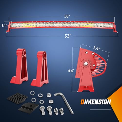Image of Nilight LED Light Bar 50 Inch Triple Row Spot Flood Combo Lights Red Shell with Wiring Harness Kit for Fog Driving Work Lighting on Off-Road Truck SUV ATV UTV