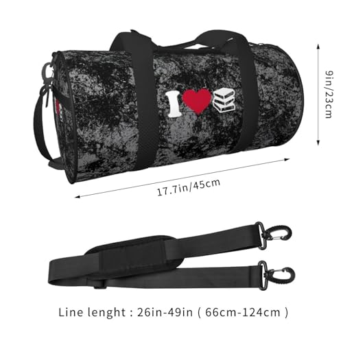 I Love Books Convertible Garment Bag with Shoulder Strap, Carry on Garment Duffel Bag for Men Women - Rolling Foldable for Travel Luggage Bags (Black)3