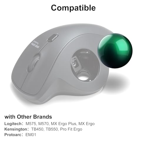 Image of SANWA Trackball 34mm /1.34in, Replacement Ball for Logitech m575, m570, MX Ergo, Kensington and Other Compatible Trackball Mouse, Glossy Green