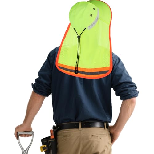Image of High Visibility Sun Bucket Hat Reflective Neon Boonie Hat Summer Wide Brim Mesh Fishing Cap for Men Women