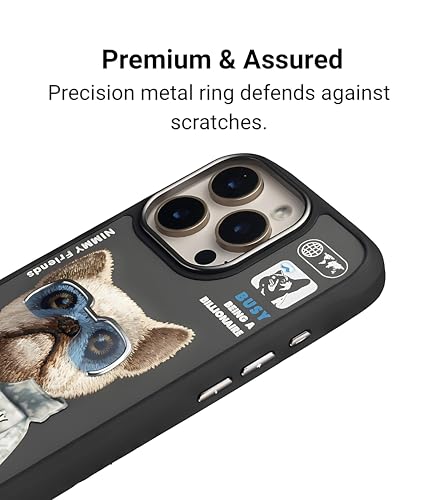 Image of Nimmy Dazzling MagSafe Embroidery Case for iPhone 16 Pro Max | 3D Animal Design | Shockproof Leather Finish Back Cover | MagSafe Compatible (Tall Rich & Handsome)