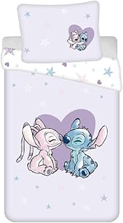 My sweety pop - Ropa de cama infantil - Lilo&Stitch - Stitch en Angel - 2 piezas - Niño - Funda nórdica - Reversible - 140 x 200 - Funda de almohada - Ropa de cama de 70 x 90 cm - Algodón - Púrpura -