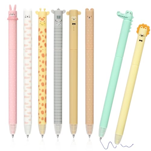 Weysoo Radierbarer Kugelschreiber, 8 Cartoon Radierbare Stifte, Süße Gelstifte Radierbar, Tierstifte Erasable Pen mit 0....