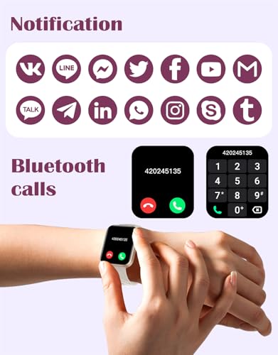 Image of RUIMEN Smart Watches for Women Men (Answer /Make Calls) Compatible with iPhone /Android Phones, 1.85 inch HD Screen Fitness Tracker Heart Rate Monitor 100+ Sports Tracker Watch Waterproof (Milky White)