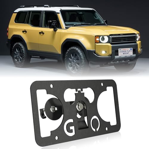 Front Bumper License Plate Mount Compatible with Toyota Land Cruiser 2024-2025, No Drill Front Grille License Plate Frames Anti-Theft License Plate Bracket Holder Mounting Kit Car Accessories