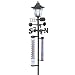 Solar Powered Weather Station Lantern Metal Yard Stake with Wind Direction Arrow, Rain Gauge, and Thermometer, Black
