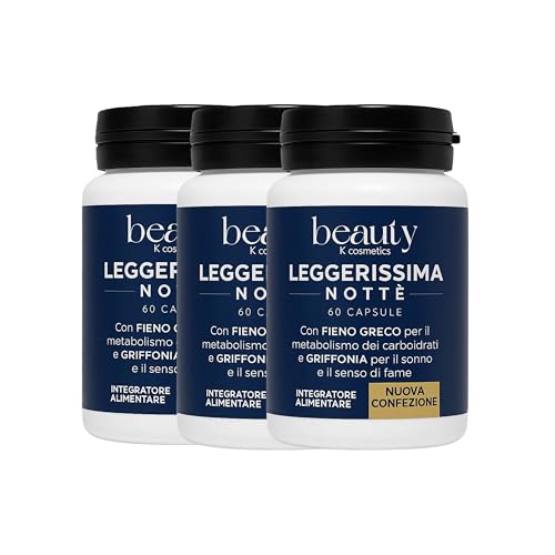 Leggerissima Notte – Integratore Alimentare in Capsule con Estratti Vegetali – Griffonia, Carruba, Fieno Greco e Mate – 180 Capsule
