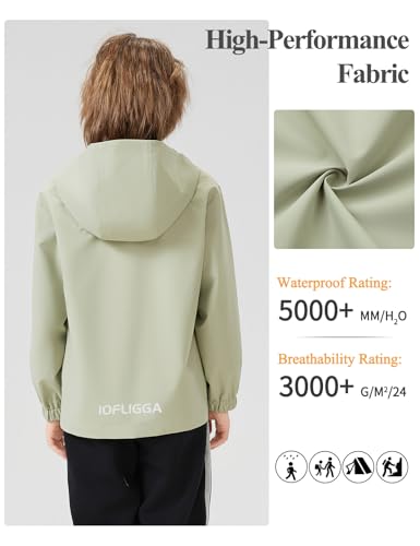 Image of Kids Rain Jacket Lightweight Waterproof Rain Coats Outerwear with Hood for Boys Girls Size 5-15