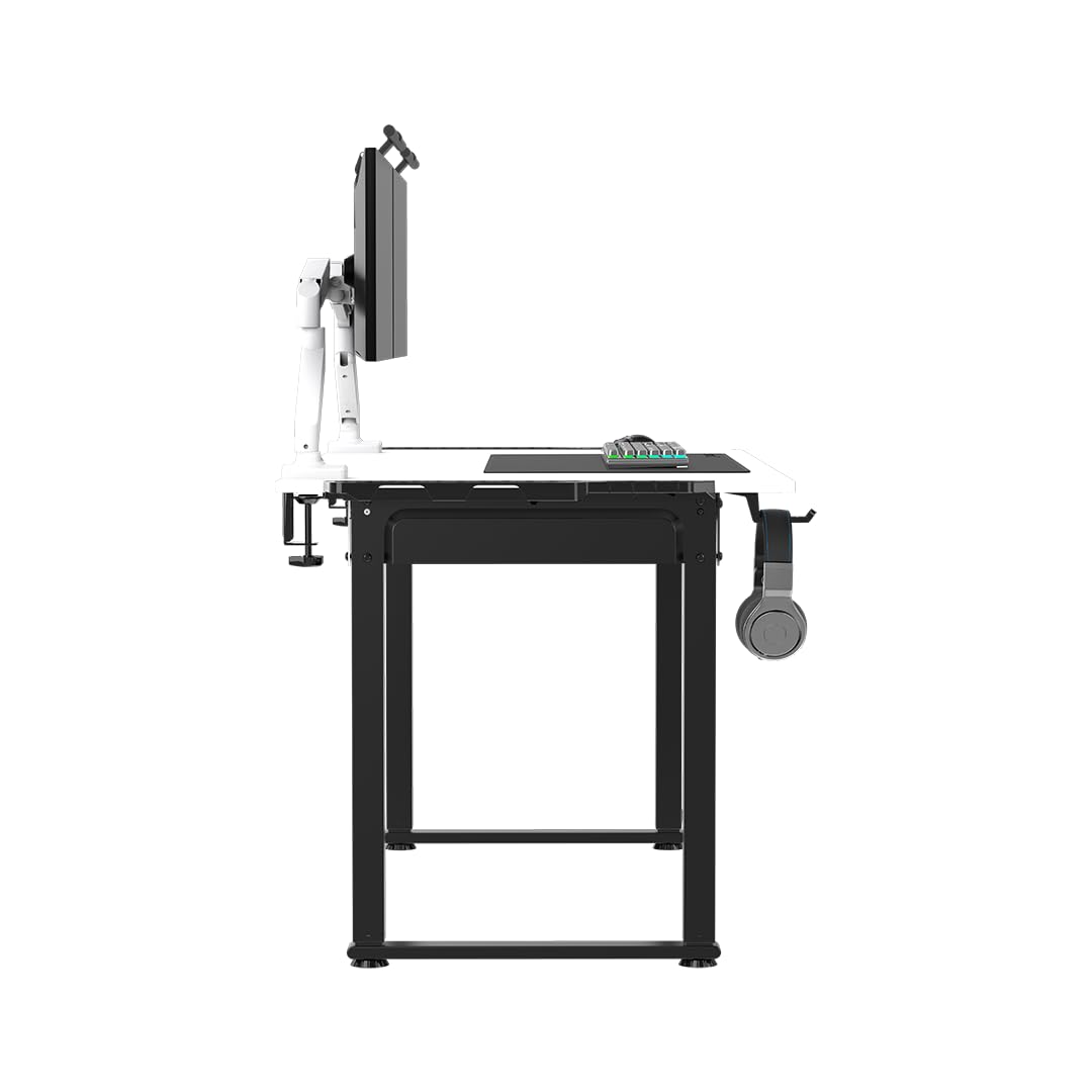 ULTRADESK Uplift V2 Computertisch Gaming Tisch Schreibtisch, Stahlkonstruktion, Platz für DREI Monitore, Elektrische Höheneinstellung, mit RGB-LED, Inklusive Zubehör, 176 x 75 cm, Weiß