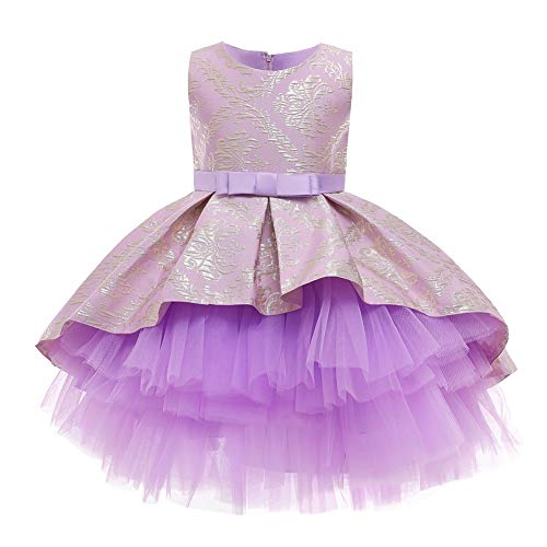 Flower Girls High Low Tulle Dress Vintage Jacquard Princess Pageant Birthday Party Wedding Prom Evening Dance Gown2