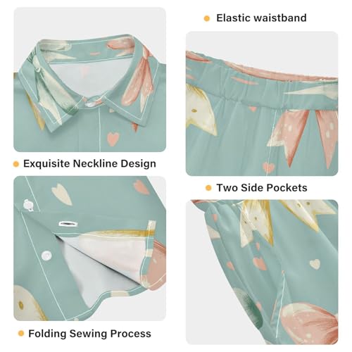 Boccsty Coquette Pastel Bow Heart Mint Green Boy Summer Shorts Sets Hawaiian Toddler Boys T-Shirt & Pants 2 Pcs 3T4