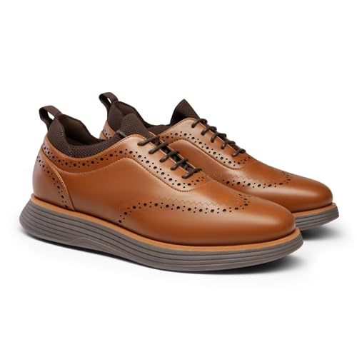 Bruno Marc Men's MaxFlex Dress Sneakers Oxfords Casual Wingtip Brogue Shoes,Size 10.5,Light Brown/Coffee,SBOX2326M