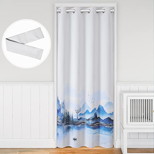 Homeideas Chinese Painting Curtain Privacy Doorway Curtains, Grommet Closet Door Curtains For Bedroom, W39 X L78 Inch Classic Screens Curtain Semi Blackout Window Curtain, 1 Panel #TOP21