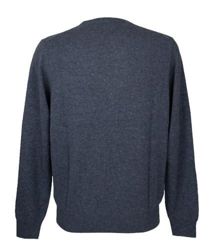 Men's cashmerino sweater round neck pullover long sleeve wool and cashmere extra soft warm natural item U706M94