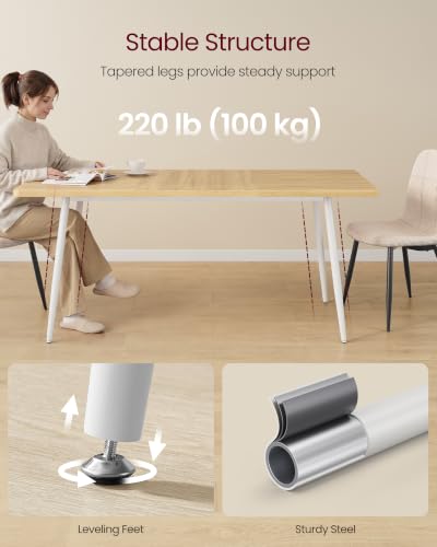 Image of VASAGLE 70.9 inch Dining Table for 6-8 People, Modern Kitchen Table, Heat-Resistant Tabletop, Quick Assembly, for Dining Room, Golden Oak and Cloud White, Island Collection UKDT108Y101S