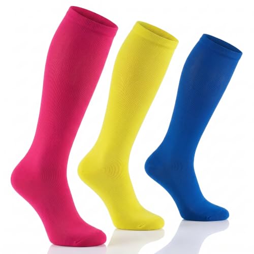 Image of Tipi Toe 3 Pairs Patterned Compression Socks for Women & Men, 12-14 mmHg Mild Support for Circulation & Swelling, Knee High