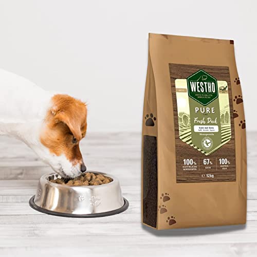 WESTHO Trockenfutter Pure Ente & Reis 12 kg | 67% Ente in Lebensmittelqualität | Getreidefrei | Bei Unverträglichkeiten und Allergien | Für Jede Rasse und Alter geeignet