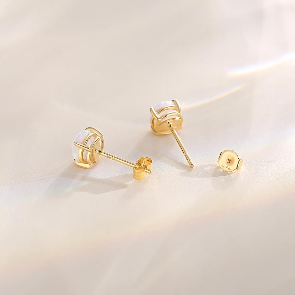FANCIME Solide 14 Karat 585 Gelb Gold Klein Ohrstecker Ohrringe mit Echt Natürlich/Synthetische Edelsteine Schmuck für Damen Mädchen Mama, Durchmesser: 6 mm