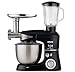 DMS 3 in 1 Küchenmaschine Rührmaschine 5 Liter Knetmaschine Edelstahlschüssel Spritzschutz StandMixer Ice Crusher Fleischwolf Teigkneter 6-stufige Geschwindigkeit 1700 Watt KMFB-1700 (Schwarz)