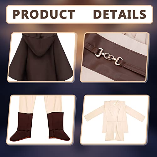 Generic 5Pcs Jedi Costume Kids Knight Skywalker Lightsaber Tunic Outfit Hooded Robe Pants Belt Halloween Costume Boys thumb #3