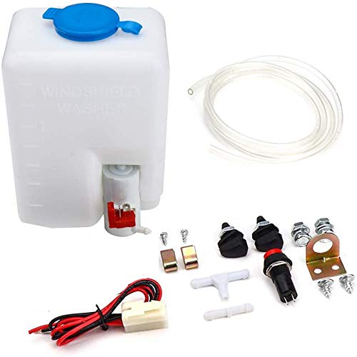 12V Botella Lavaparabrisas Kit de Depósito de Bomba de Lavador de Parabrisas Herramientas de Limpieza Universal Poweka para Coches Clásicos Barco Marina